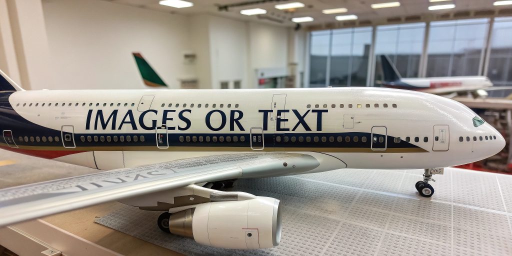 passenger jet model with custom model decals